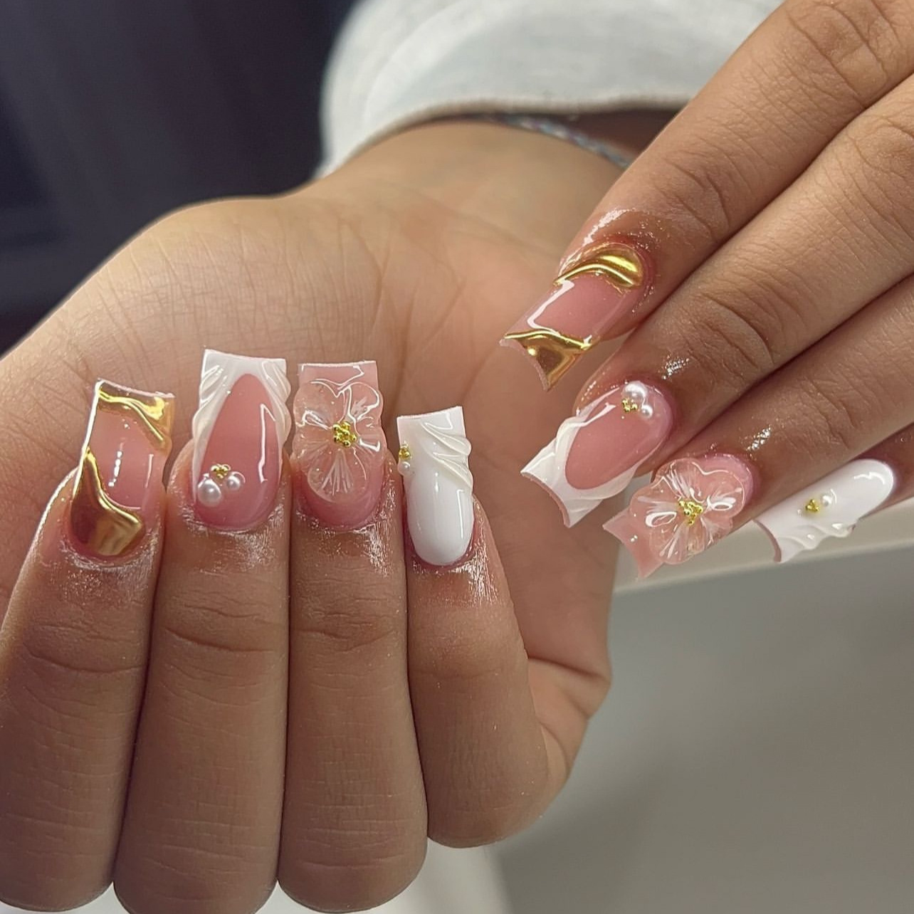 Nail Art Cat Eye - 24 قطعة من الأظافر الصناعية المربعة