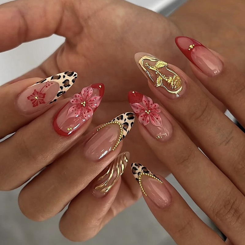 Nail Art Leopard - 24 قطعة من الأظافر الاصطناعية بتصميم