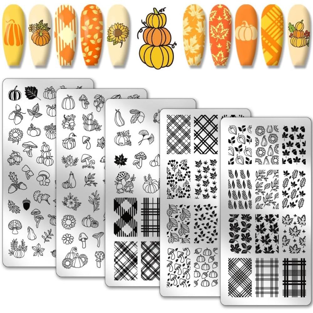 Nail Stamping Plate - ألواح طوابع أظافر لعيد الشكر والخريف،