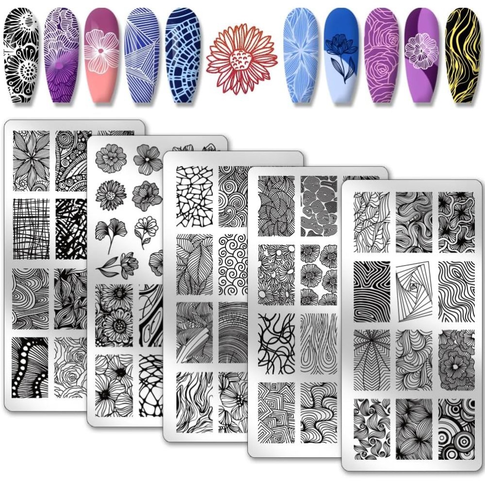 Nail Stamping Plate - 5 قطع من قوالب فن الأظافر