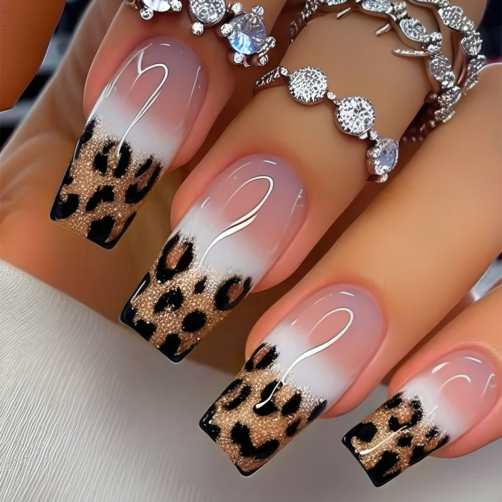 Nail Art Leopard - 24 قطعة تصميم طباعة الفهد الأظافر