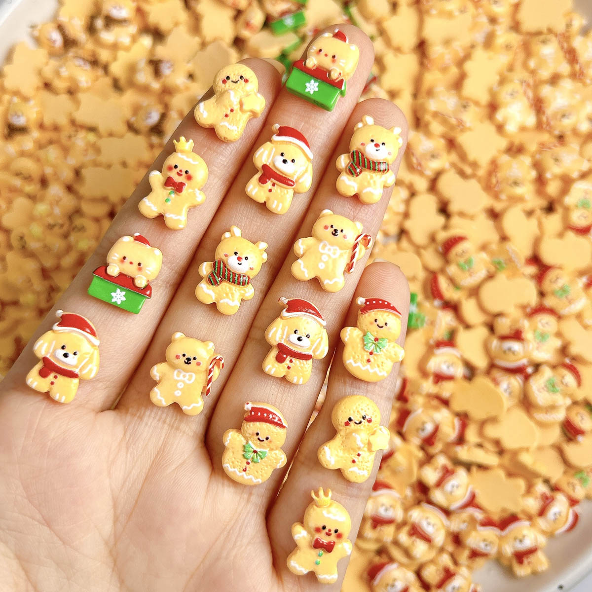 Nail Art For Men - 20 قطعة Kawaii عيد الميلاد الزنجبيل
