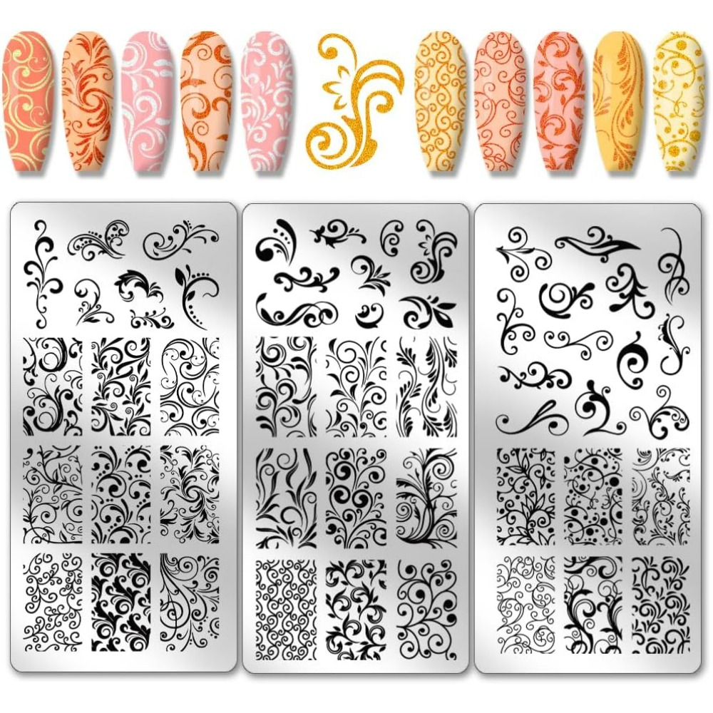 3 قطعة نمط دوامة مسمار الفن قو - مراجعة Nail Stamping Plate وسعره