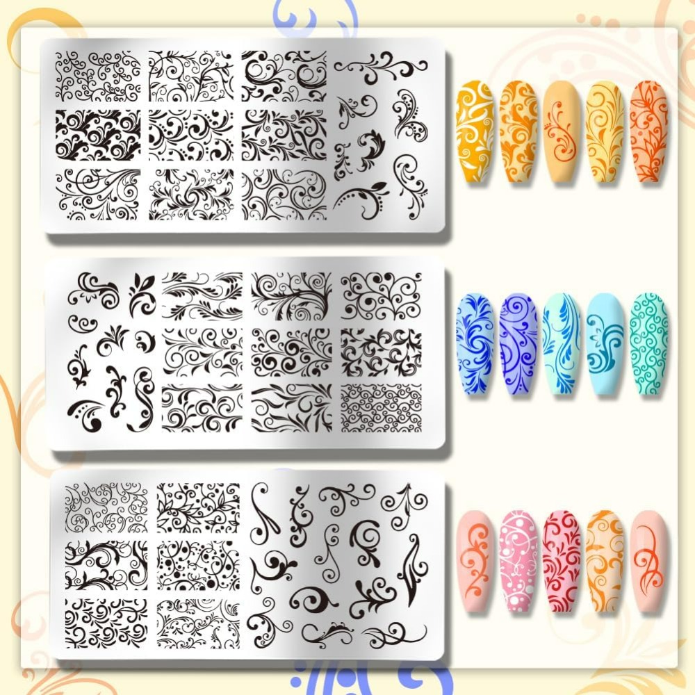 3 قطعة نمط دوامة مسمار الفن قو - مراجعة Nail Stamping Plate وسعره