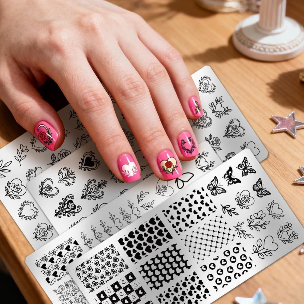 4 قطع من لوحات طباعة الأظافر ب - مراجعة Nail Stamping Plate وسعره