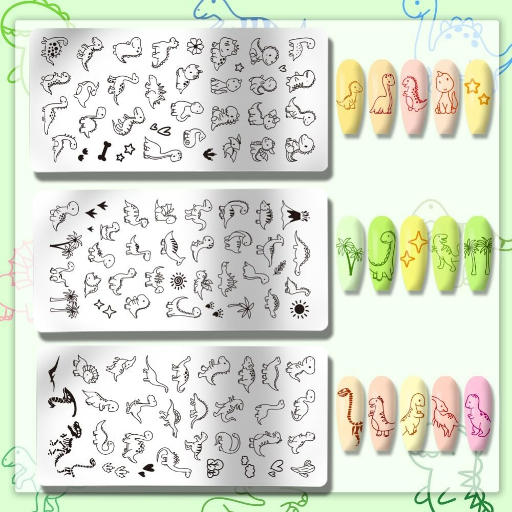 3 قطعة ديناصور مسمار ختم لوحات - مراجعة Nail Stamping Plate وسعره