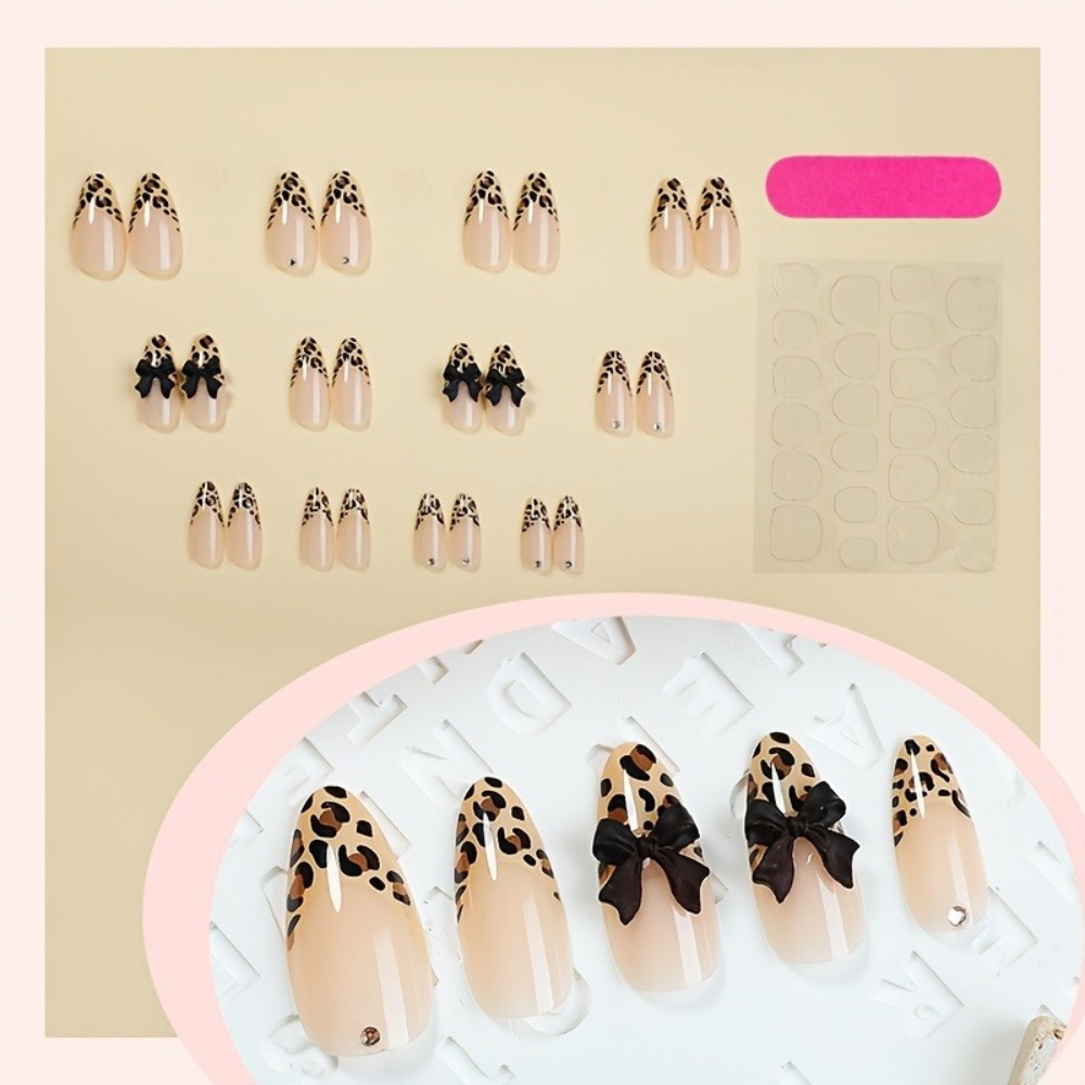 24 قطعة أظافر صناعية فرنسية لو - مراجعة Nail Art Leopard وسعره