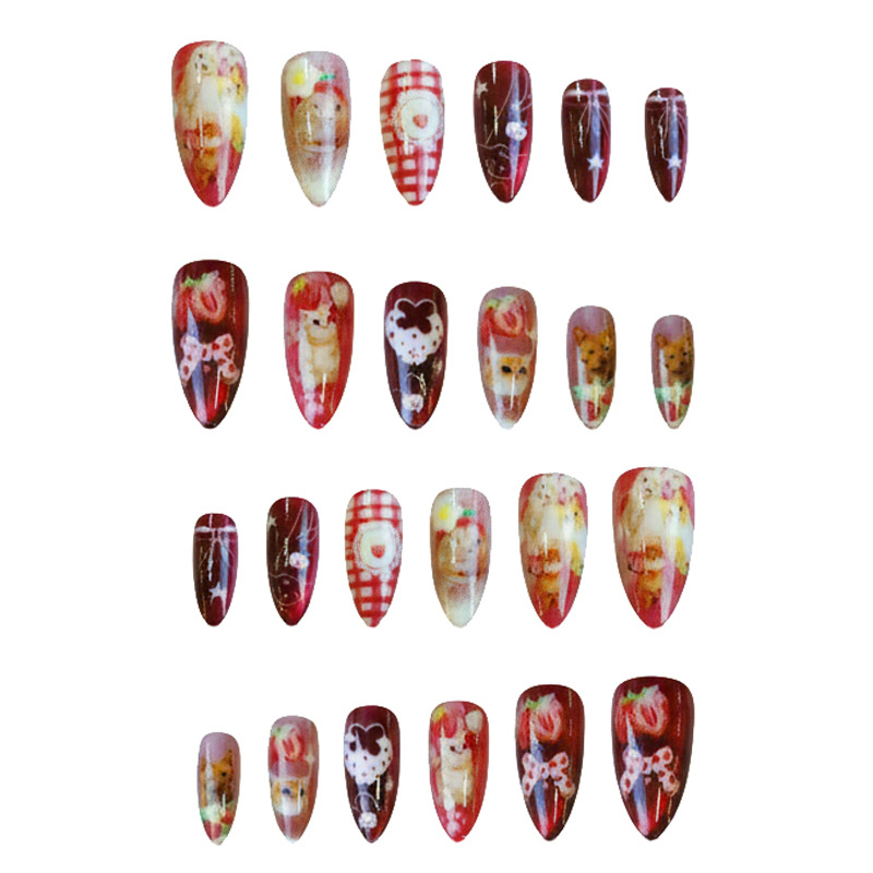 24 قطعة عين القط الفراولة اضغط - مراجعة Nail Art Cat Eye وسعره