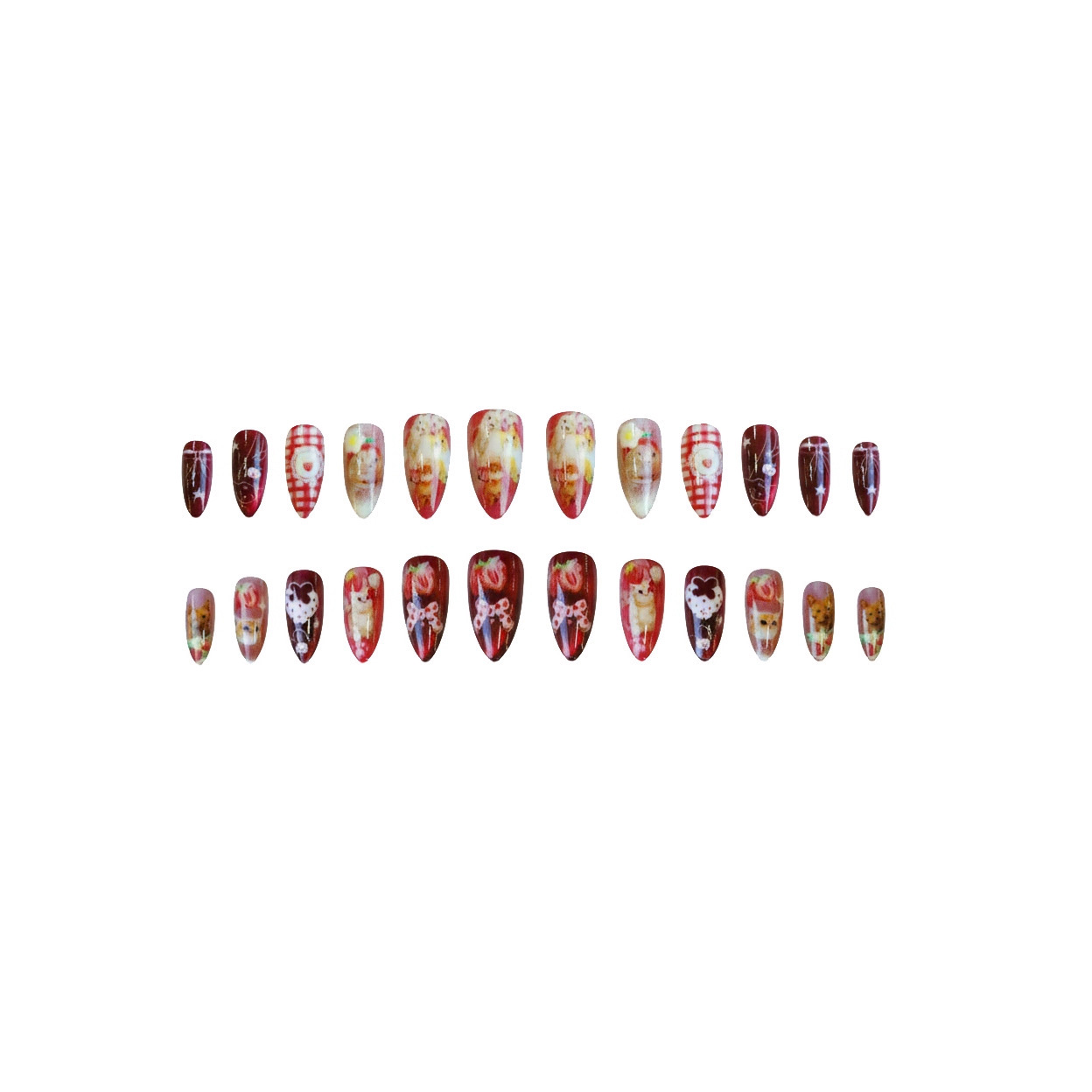 24 قطعة عين القط الفراولة اضغط - مراجعة Nail Art Cat Eye وسعره