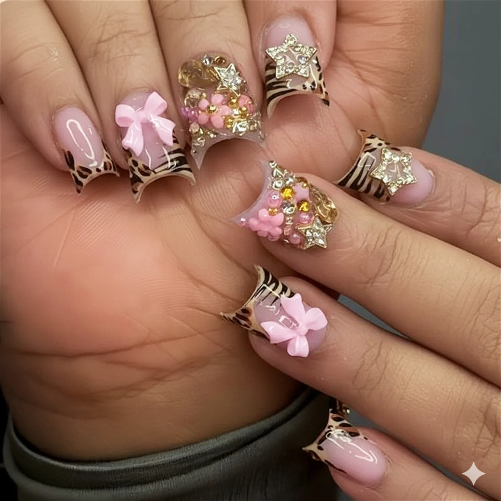 24 قطعة أظافر صناعية قصيرة بتص - مراجعة Nail Art Leopard وسعره